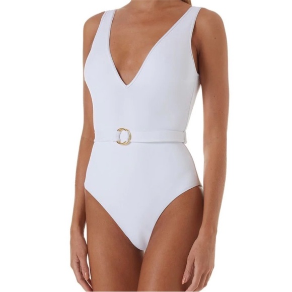 Melissa Odabash Belize One piece swimsuit gold belt v neck - Picture 2 of 7